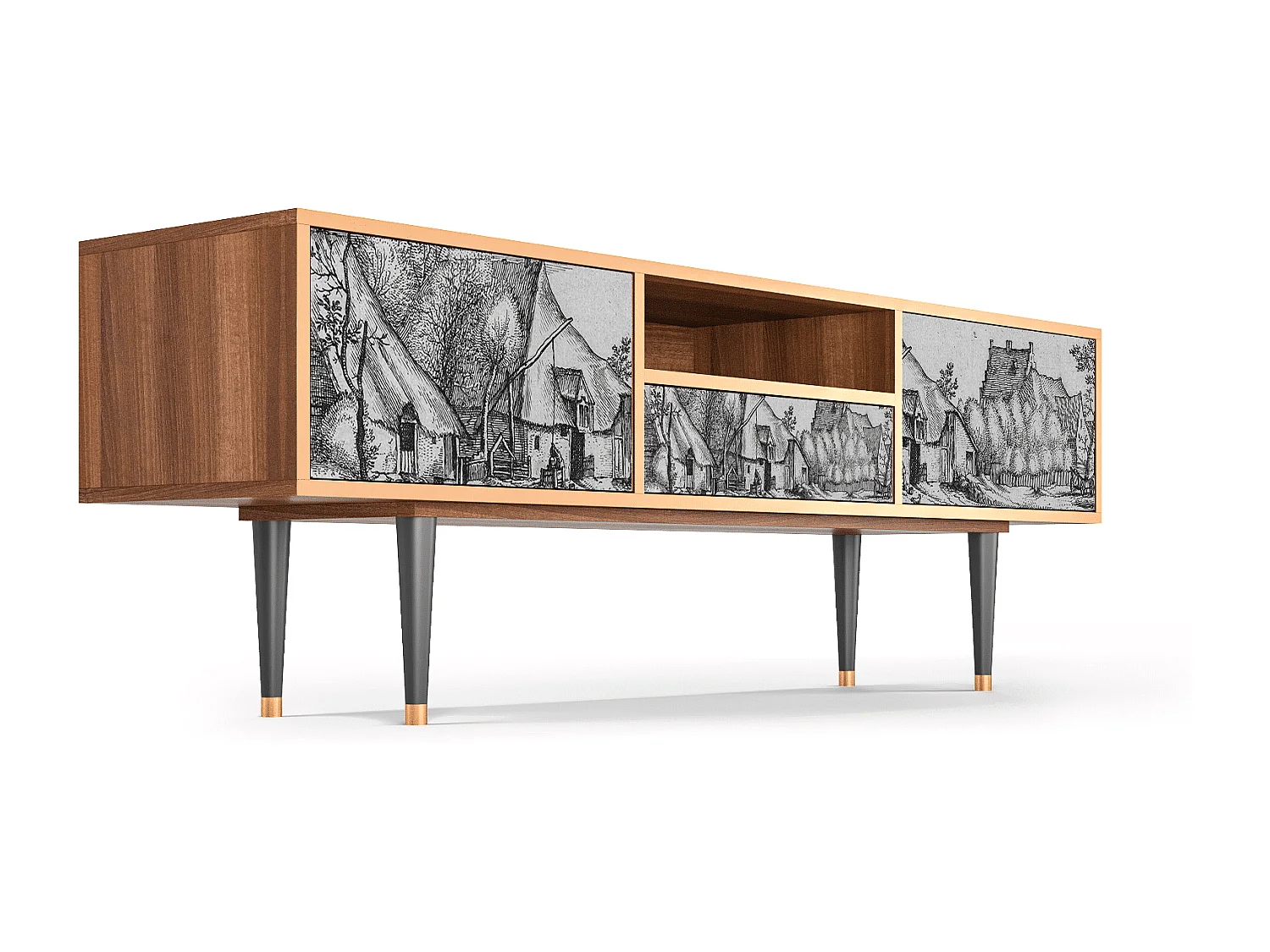 Mobile TV - 170х59х41 cm - T6 - Farms in a Village, Noce