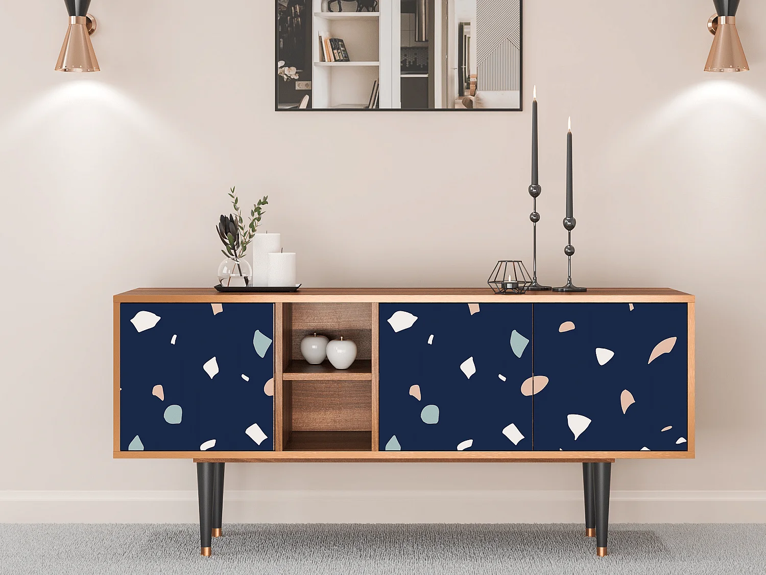 Meuble TV - 150х69х41 cm - T5 - Space Satellites, Noyer