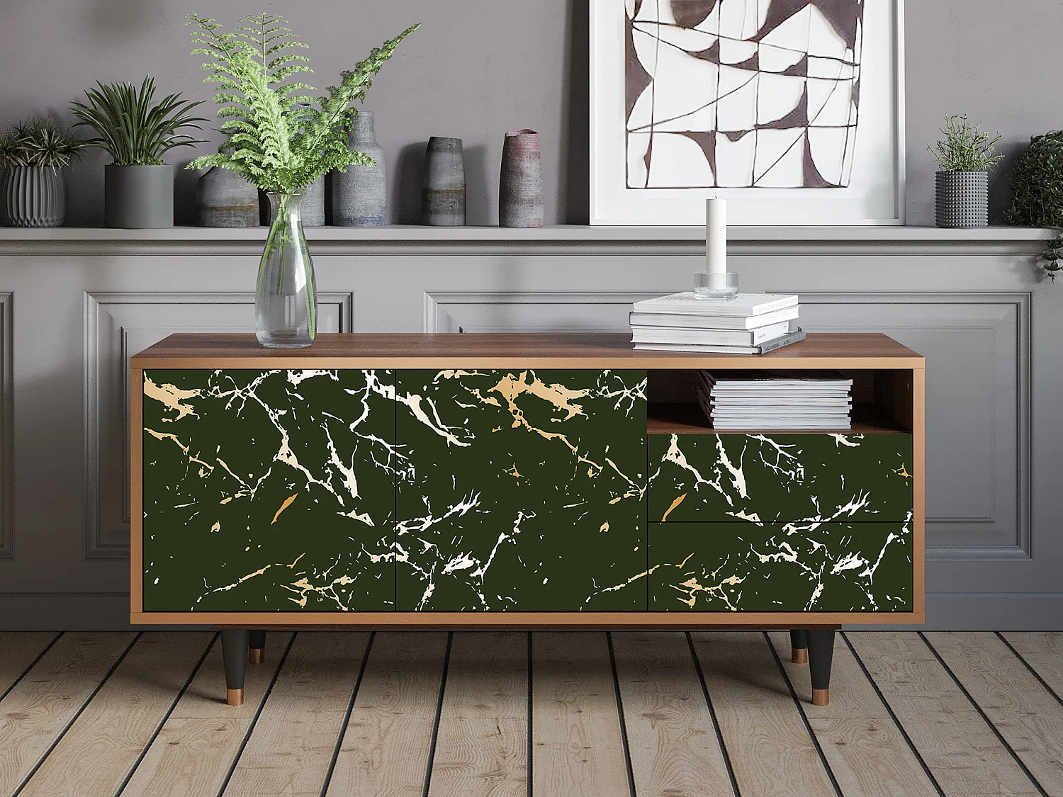 TV-Möbel - 125х56х41 cm - T7 - Amazon Forest, Walnuss