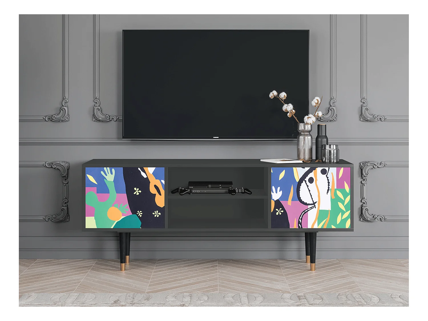Meuble TV - 170х69х48 cm - T2 - La Tristesse du Roi, Anthracite