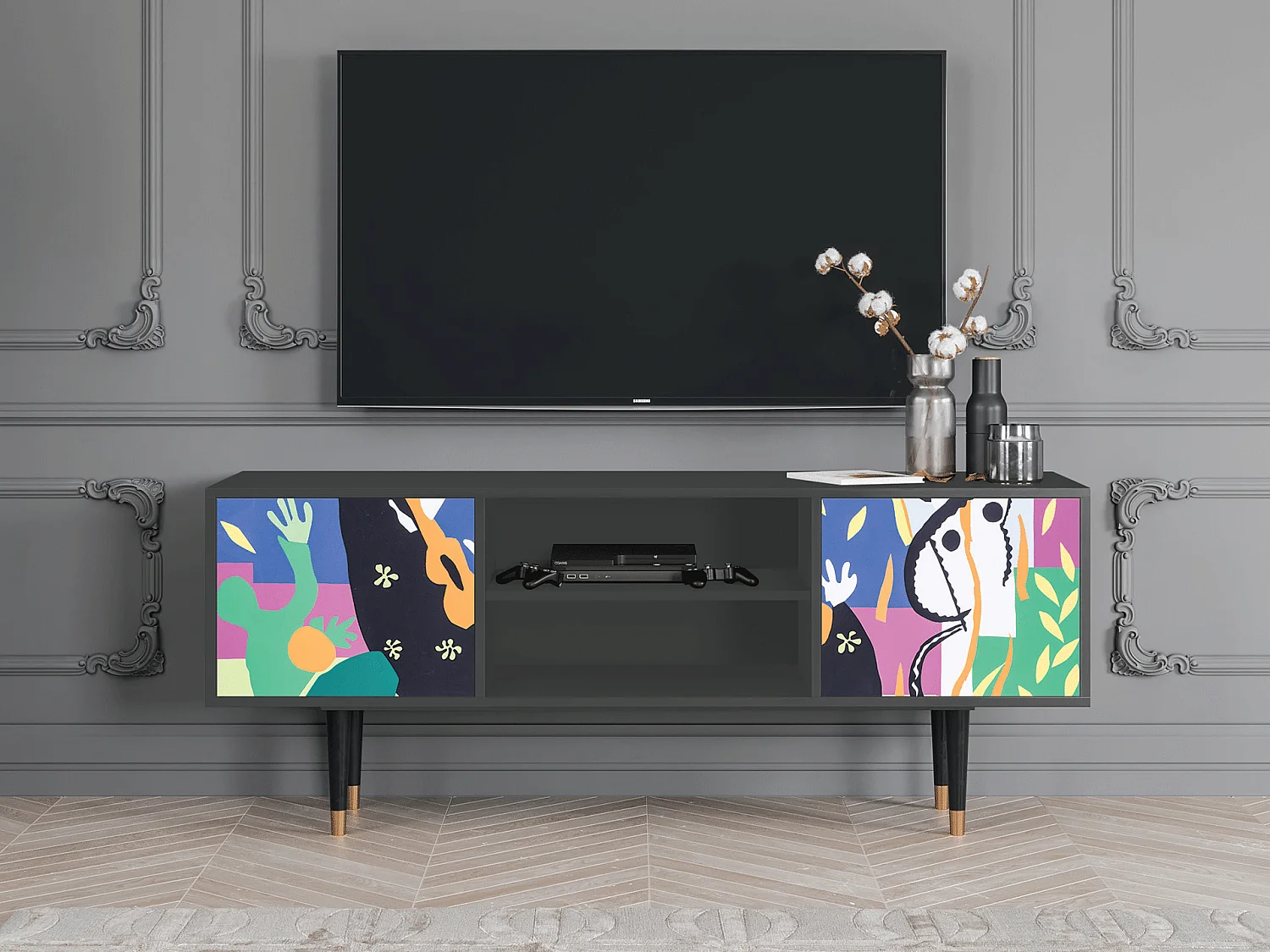 Szafka RTV - 170х69х48 cm - T2 - La Tristesse du Roi, Antracyt