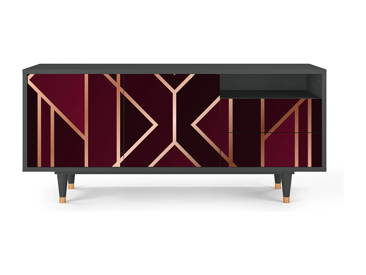 Mueble de TV - 125х56х41 cm - T7 - Burgundy Jewelery, Antracita