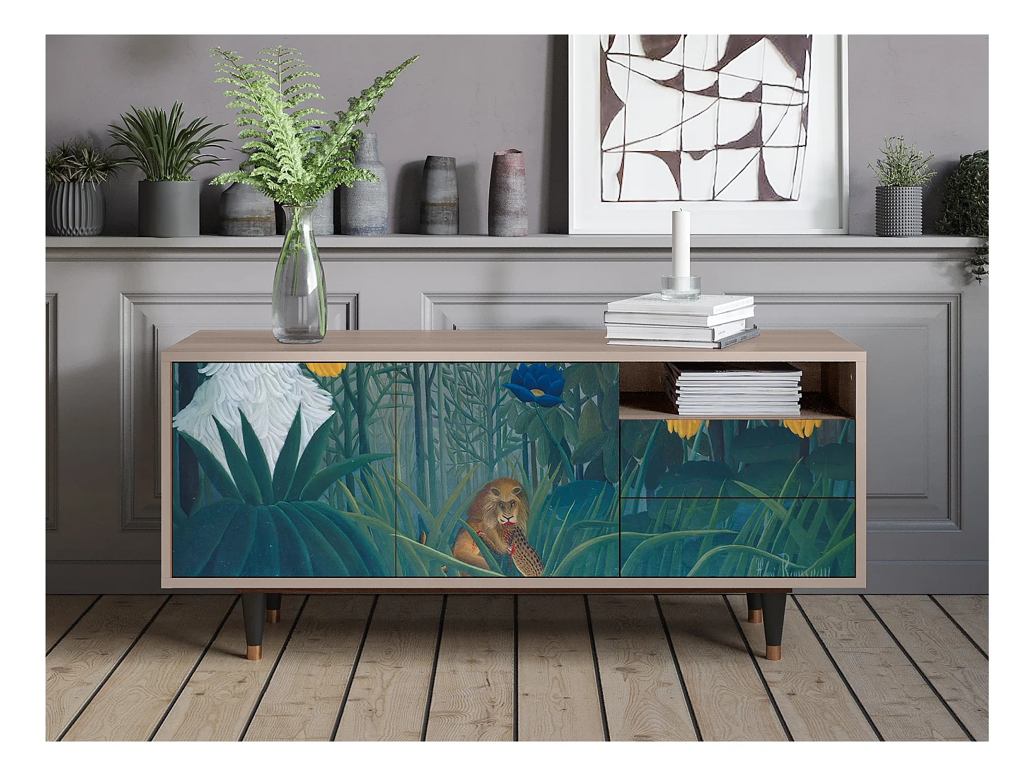 Szafka RTV - 125х56х41 cm - T7 - The Repast of the Lion, Latte