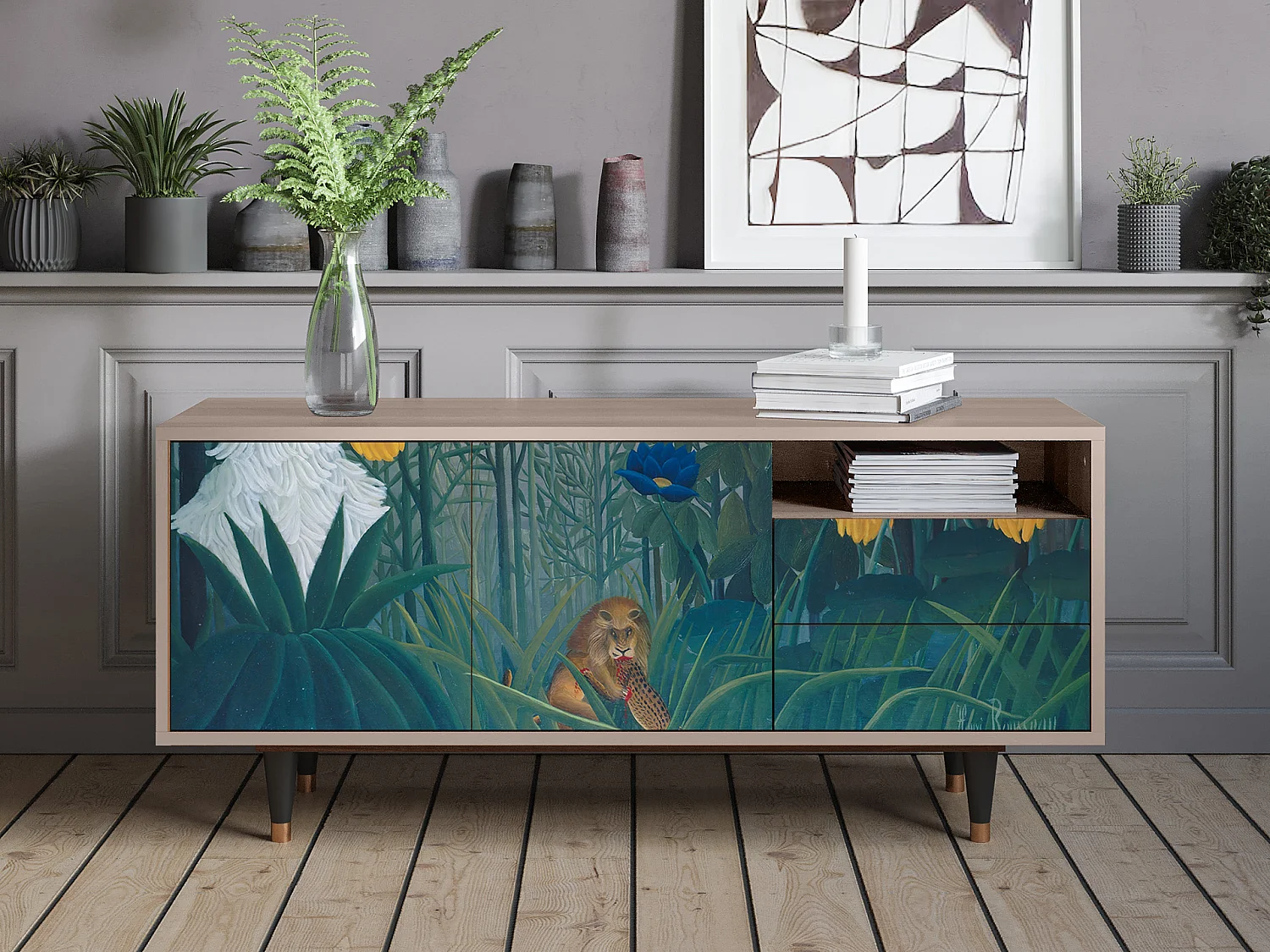 Meuble TV - 125х56х41 cm - T7 - The Repast of the Lion, Latte