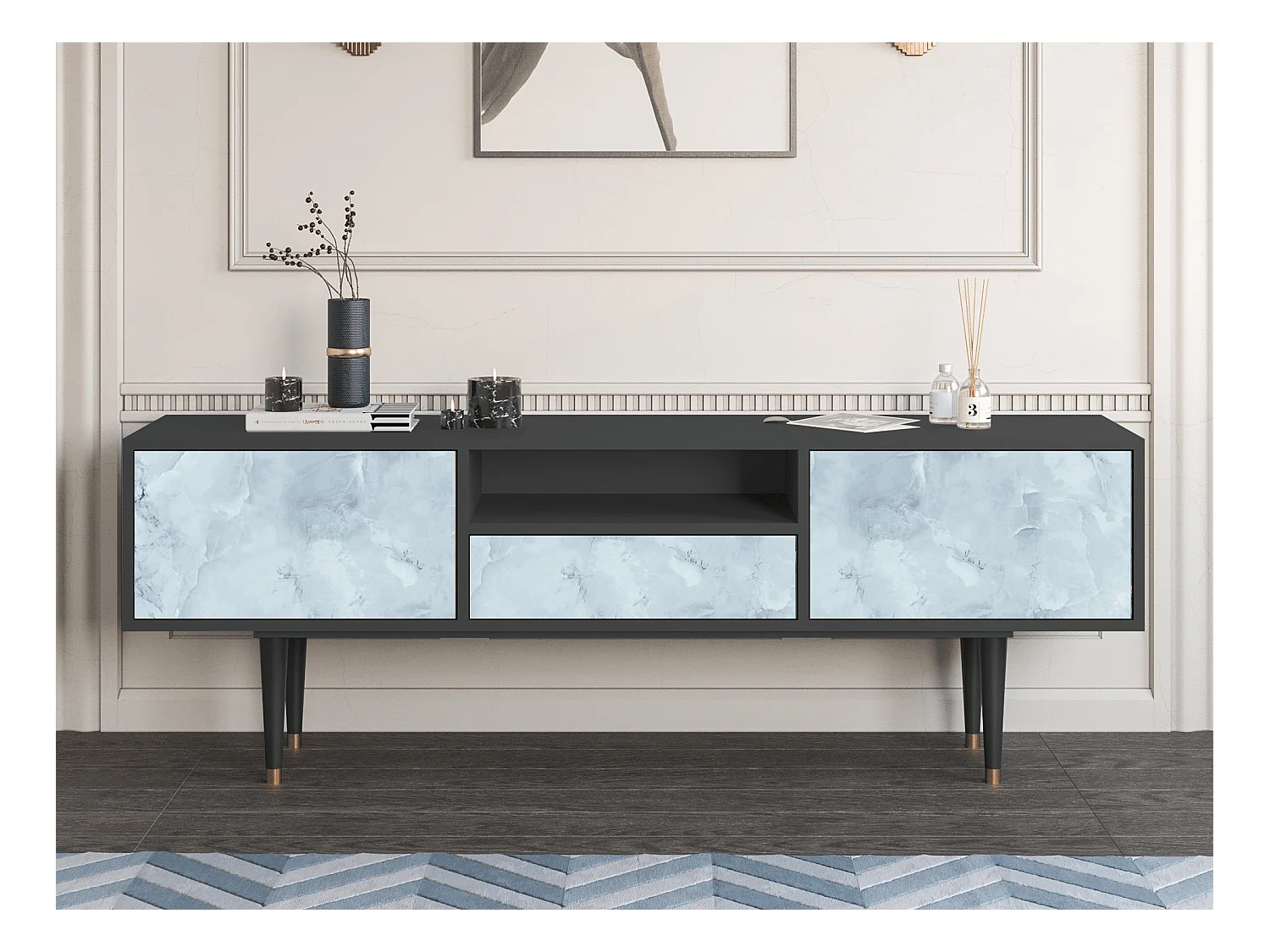 Meuble TV - 170х59х41 cm - T6 - Glacial Colour, Anthracite