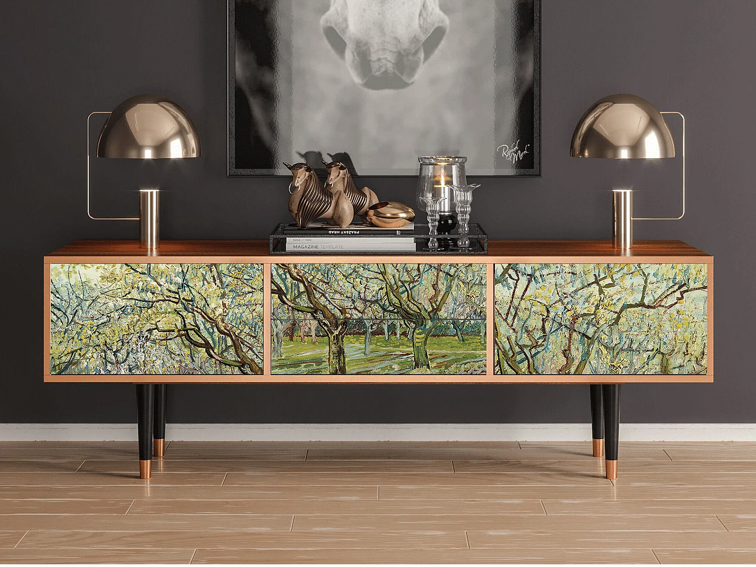 Meuble TV - 170х59х48 cm - T4 - The Blanc Orchard, Noyer