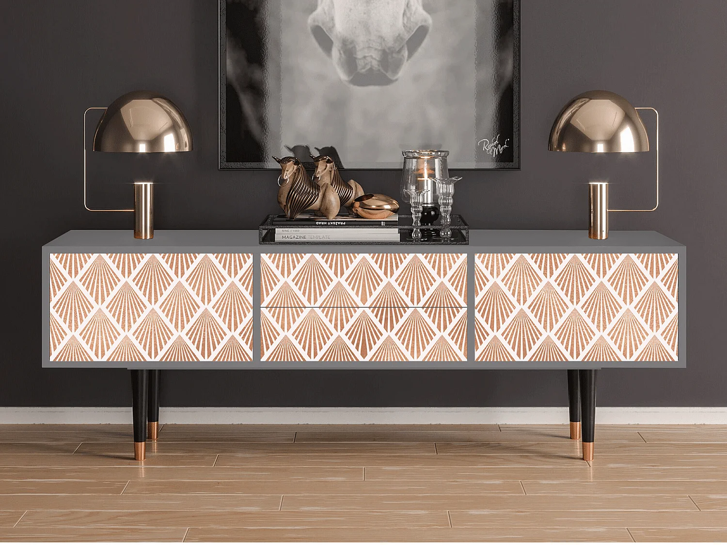 Meuble TV - 170х59х48 cm - T4 - Pastel Sunrise, Gris