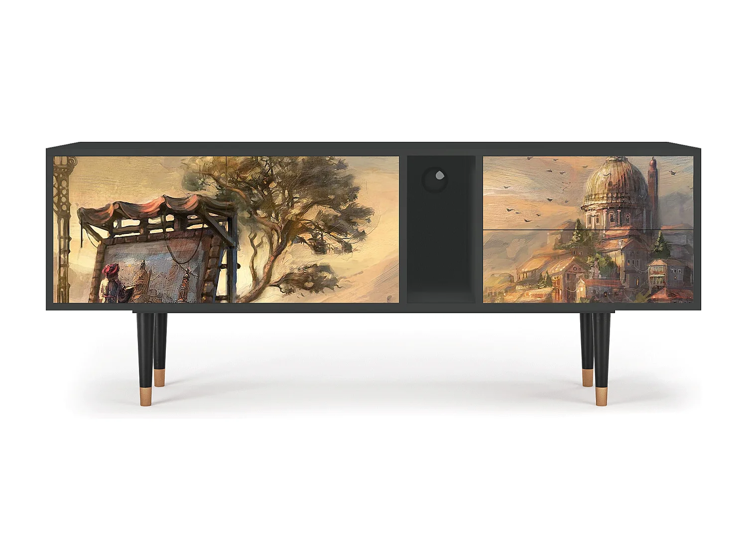 Szafka RTV - 170х69х48 cm - T1 - Venice, Antracyt