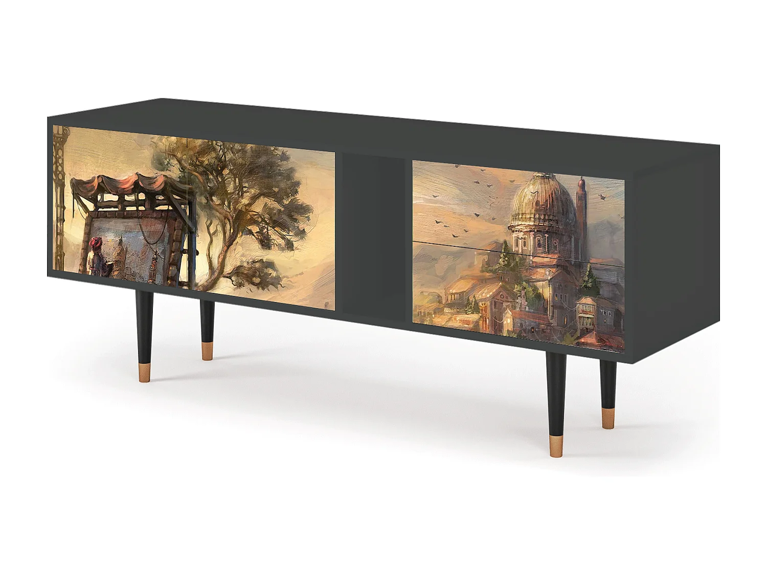 Szafka RTV - 170х69х48 cm - T1 - Venice, Antracyt