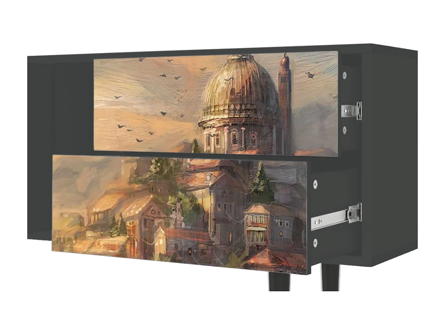 Szafka RTV - 170х69х48 cm - T1 - Venice, Antracyt