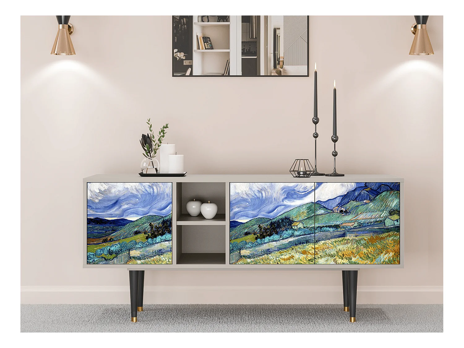 Meuble TV - 150х69х41 cm - T5 - Landscape, Sable