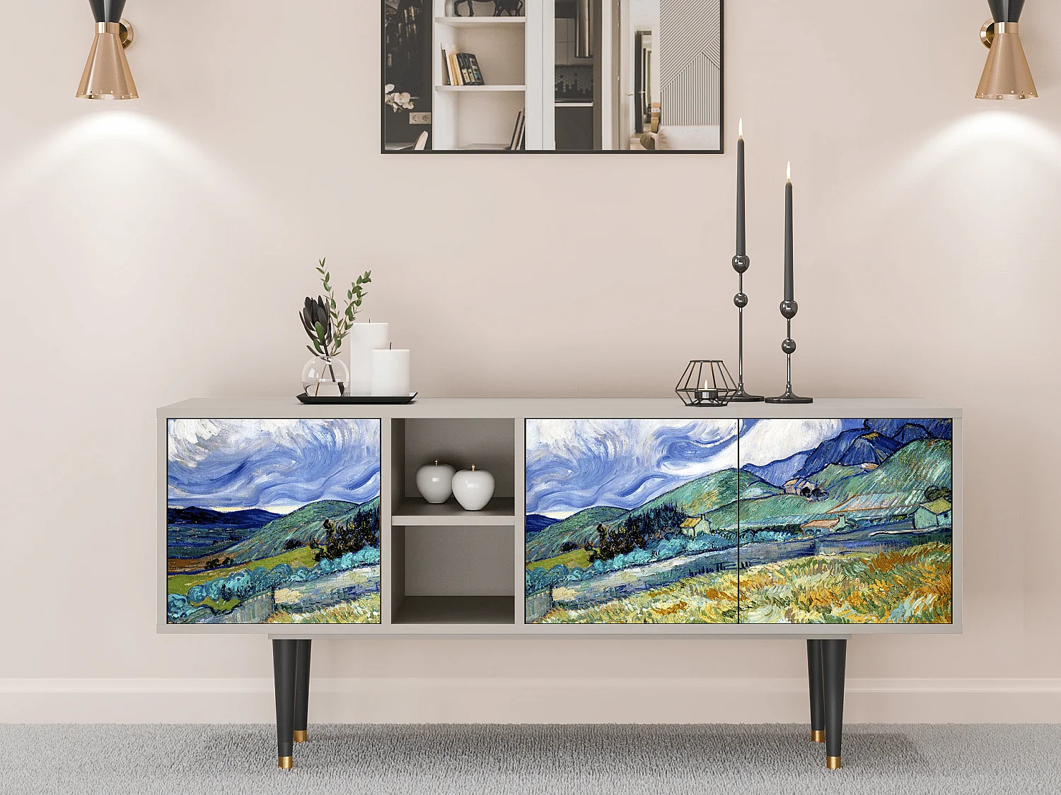 Mueble de TV - 150х69х41 cm - T5 - Landscape, Areia