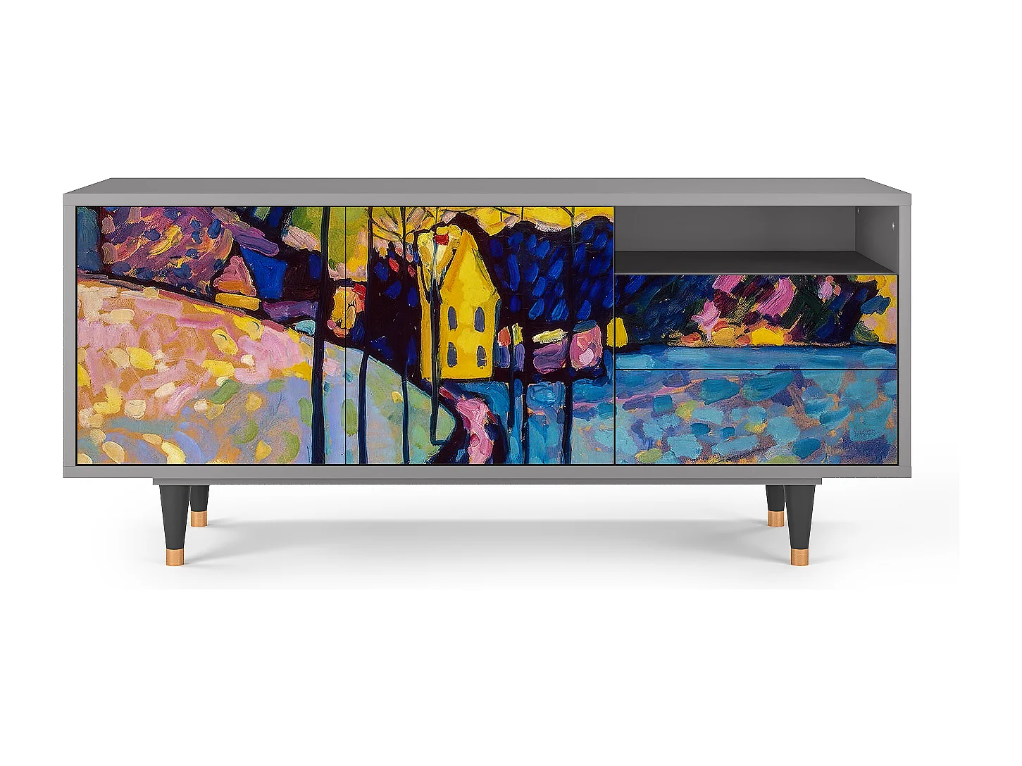 Mobile TV - 125х56х41 cm - T7 - Winter Landscape, Grigio