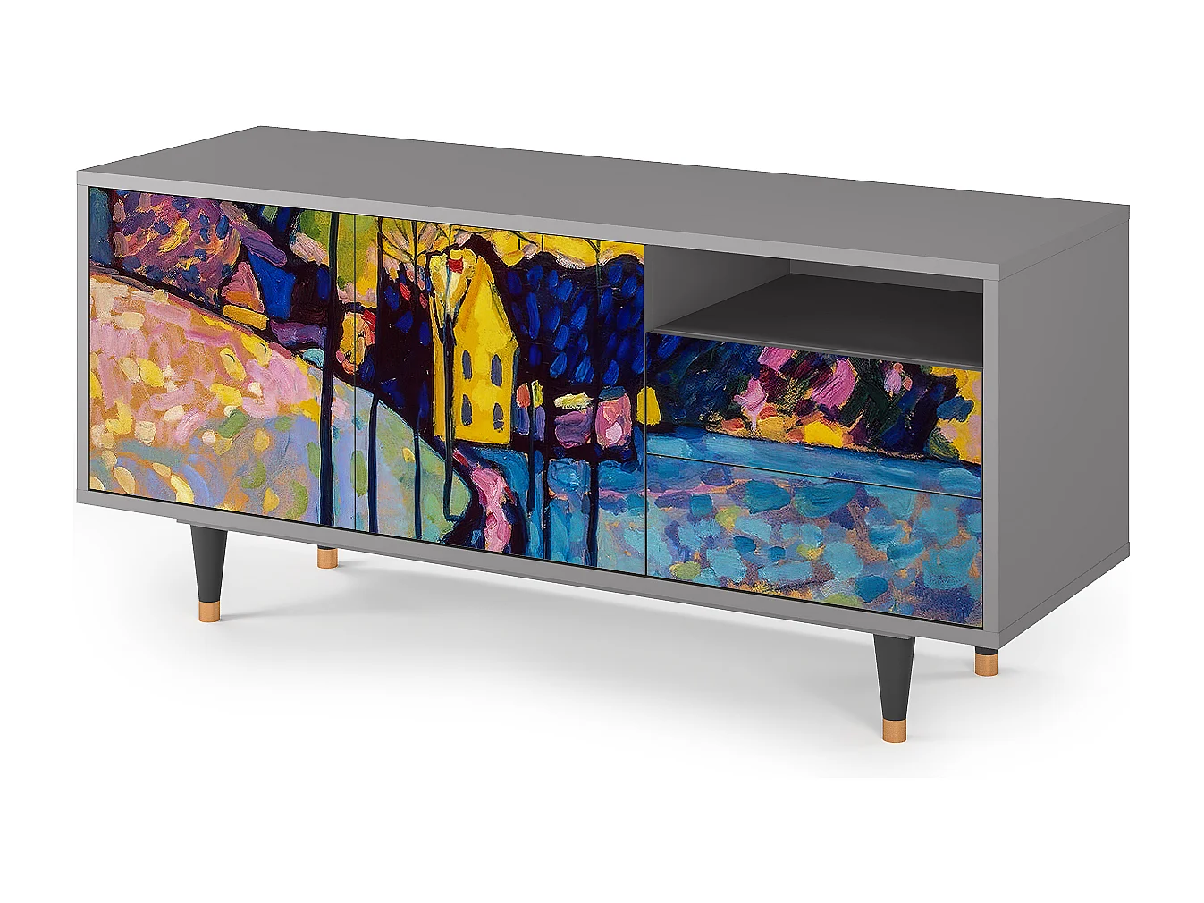 Mobile TV - 125х56х41 cm - T7 - Winter Landscape, Grigio