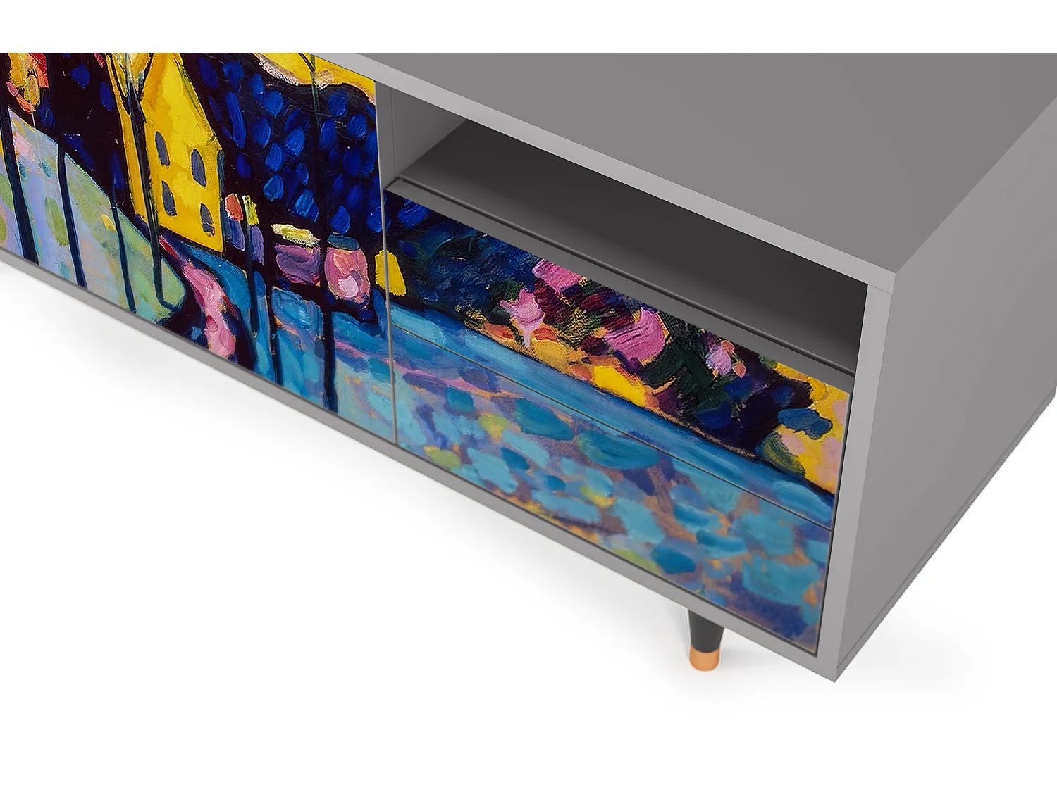 Meuble TV - 125х56х41 cm - T7 - Winter Landscape, Gris