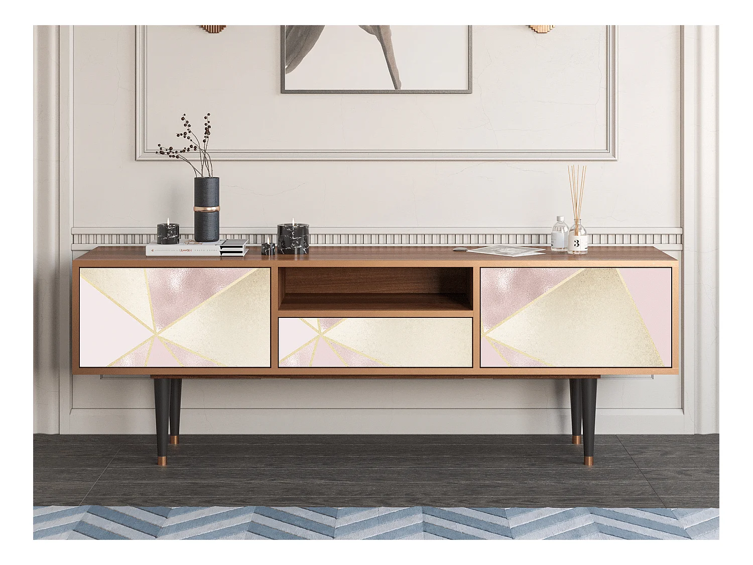 Meuble TV - 170х59х41 cm - T6 - Cosmopolitan Diva, Noyer