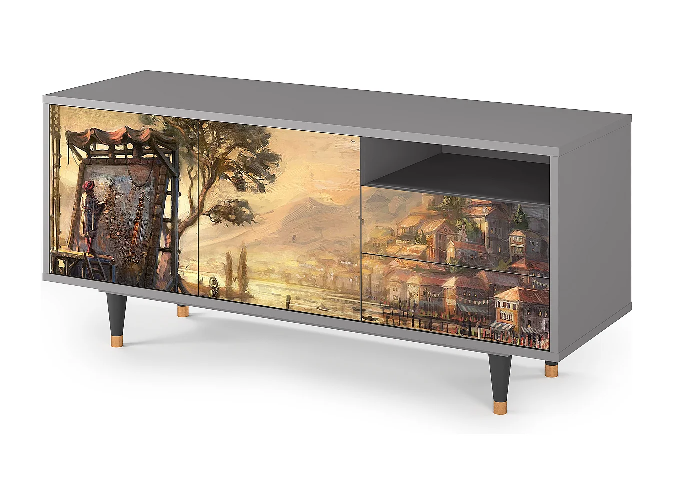 Meuble TV - 125х56х41 cm - T7 - Venice, Gris