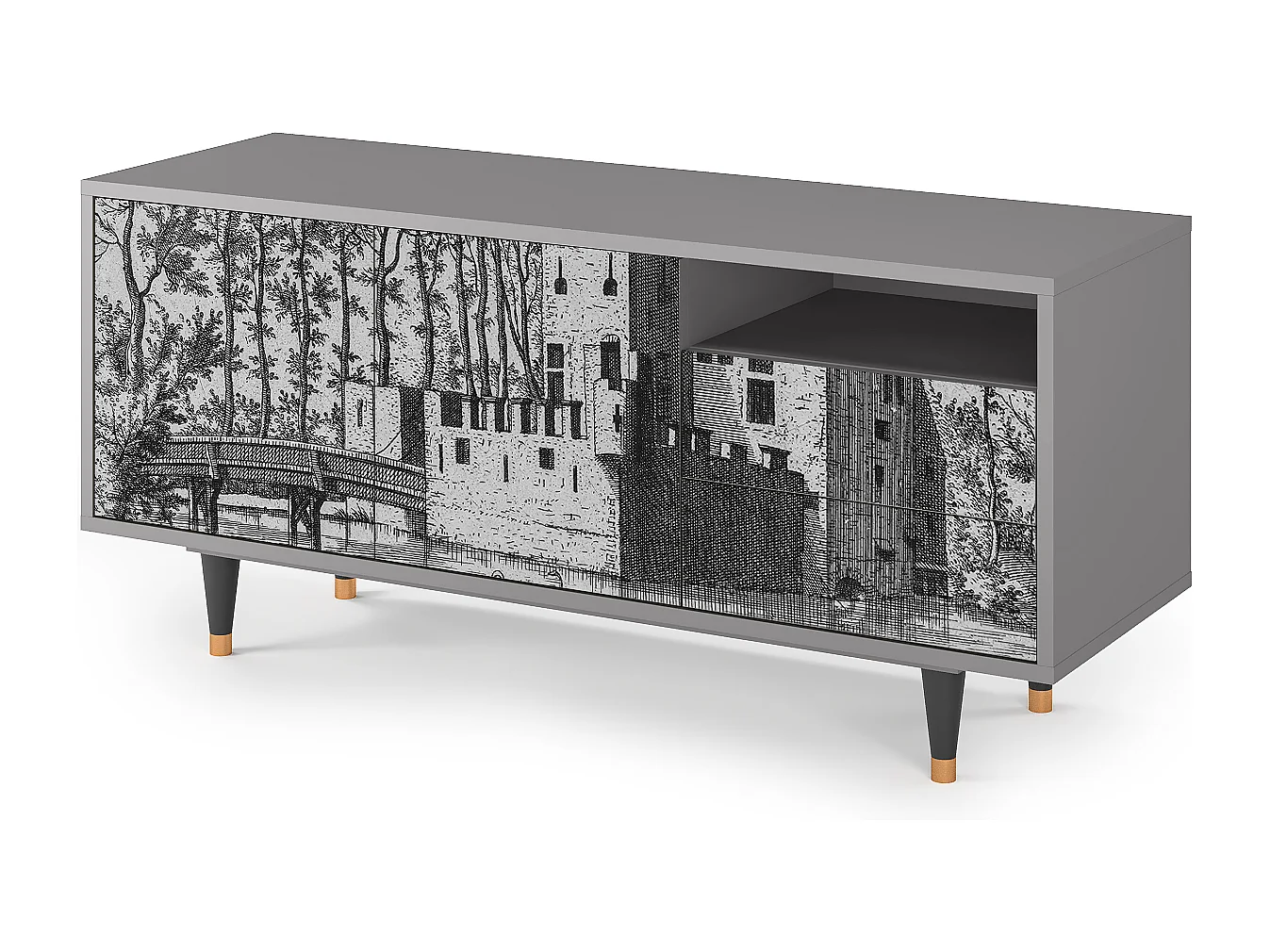 TV-meubel - 125х56х41 cm - T7 - Castle by Breugel, Grijs