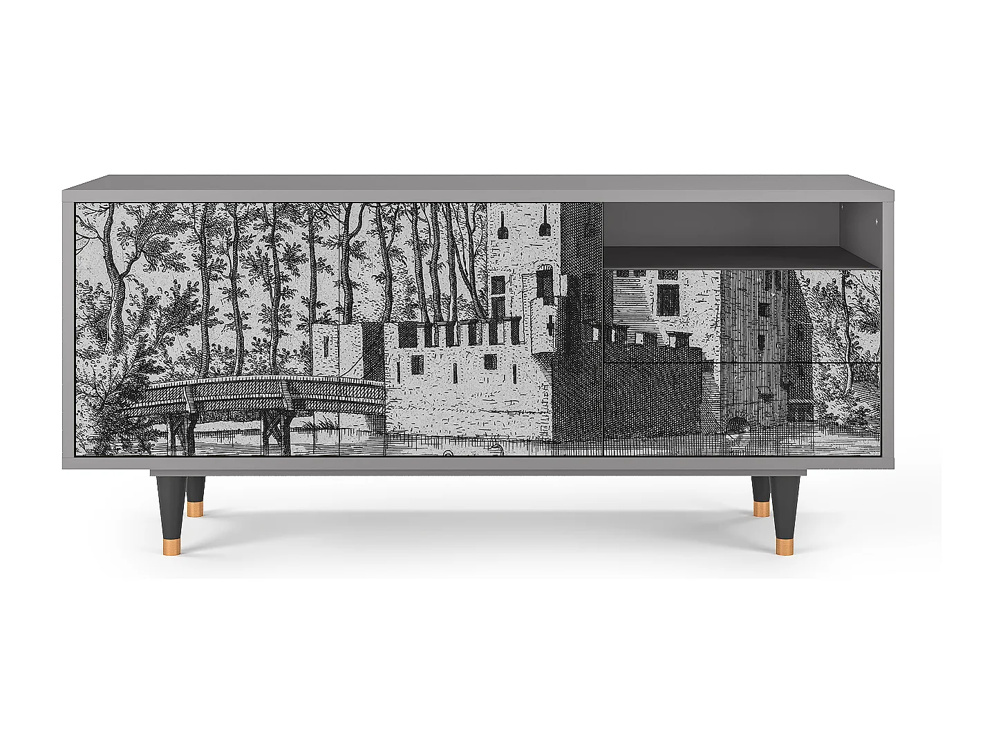 Meuble TV - 125х56х41 cm - T7 - Castle by Breugel, Gris