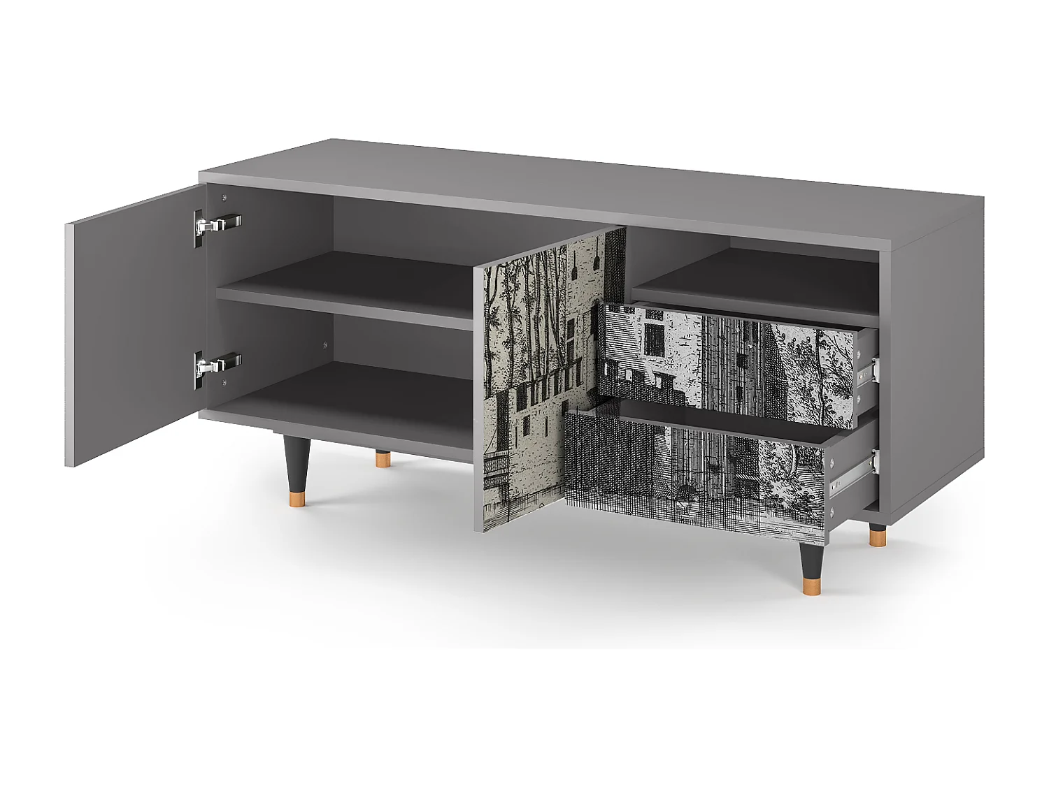 Meuble TV - 125х56х41 cm - T7 - Castle by Breugel, Gris