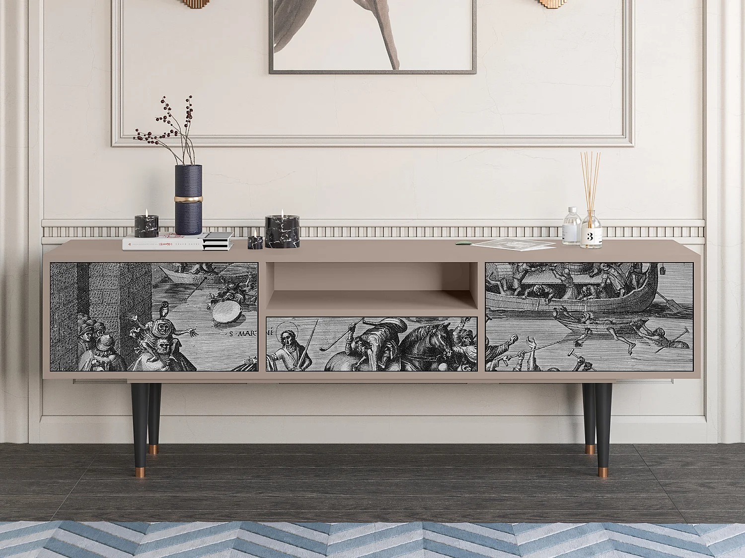 Meuble TV - 170х59х41 cm - T6 - Saint Martin, Latte