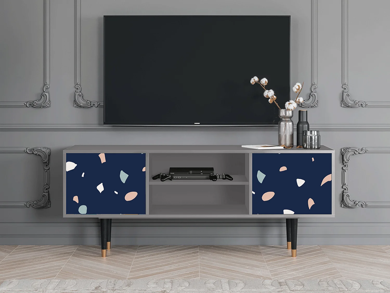 Mueble de TV - 170х69х48 cm - T2 - Space Satellites, Gris