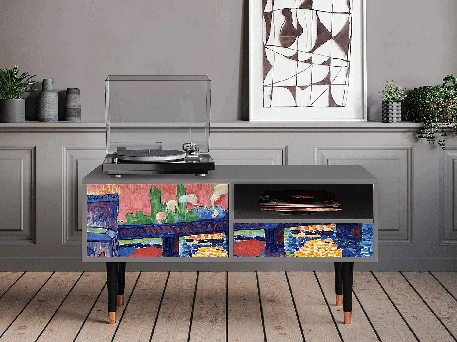 Meuble TV - 115х59х48 cm - T3 - Charing Cross Bridge, Gris