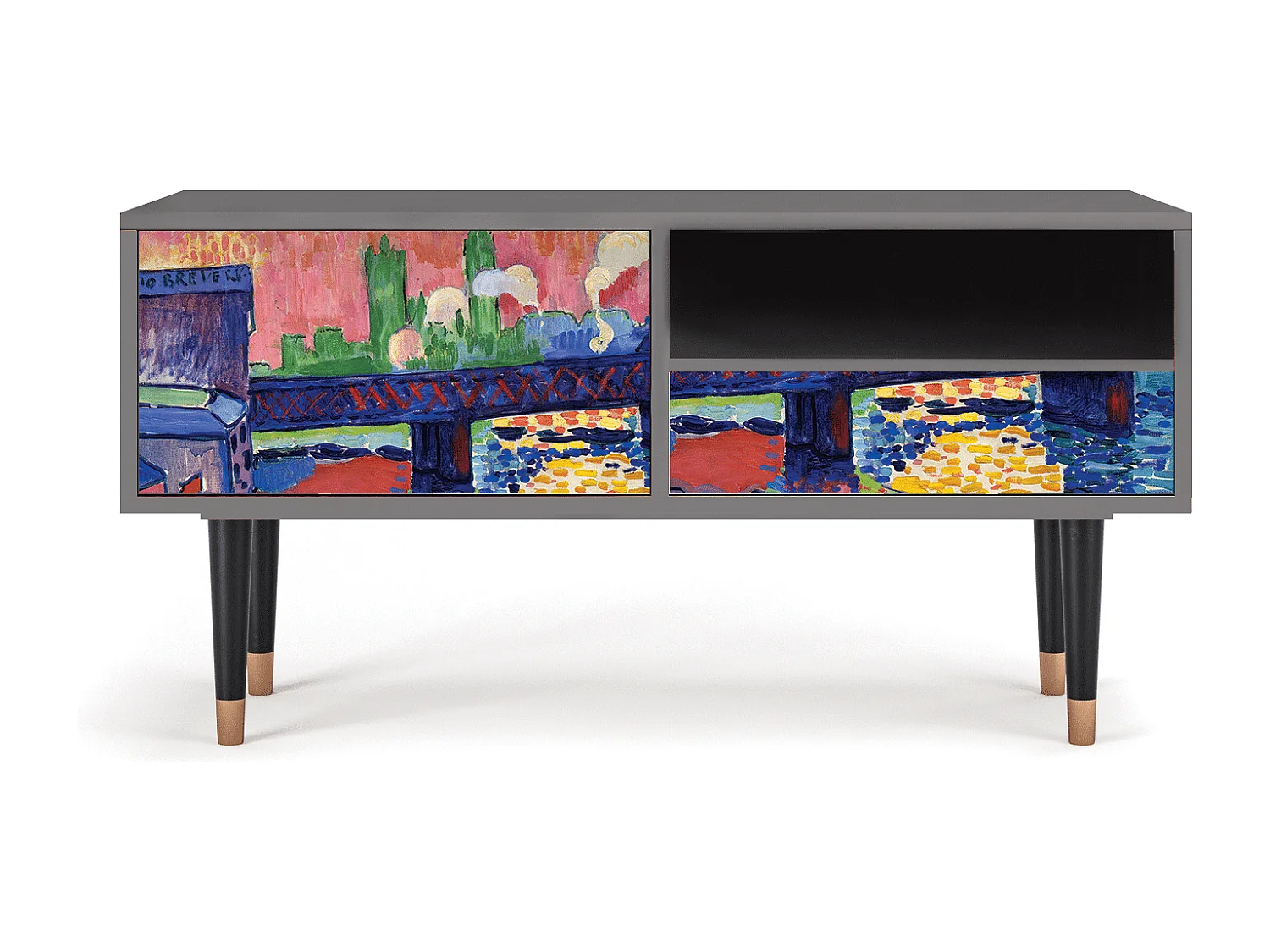 Meuble TV - 115х59х48 cm - T3 - Charing Cross Bridge, Gris