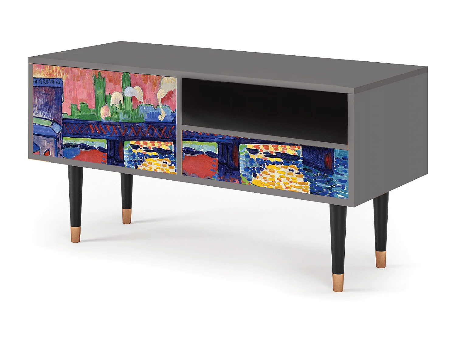 Meuble TV - 115х59х48 cm - T3 - Charing Cross Bridge, Gris