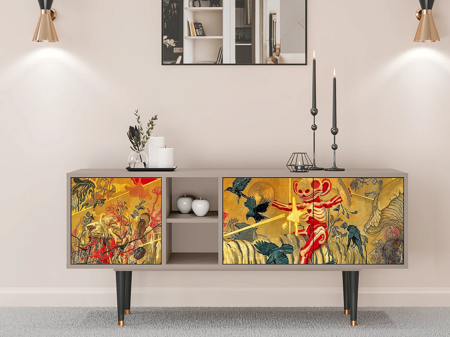 Meuble TV - 150х69х41 cm - T5 - Blood by James Jean, Latte