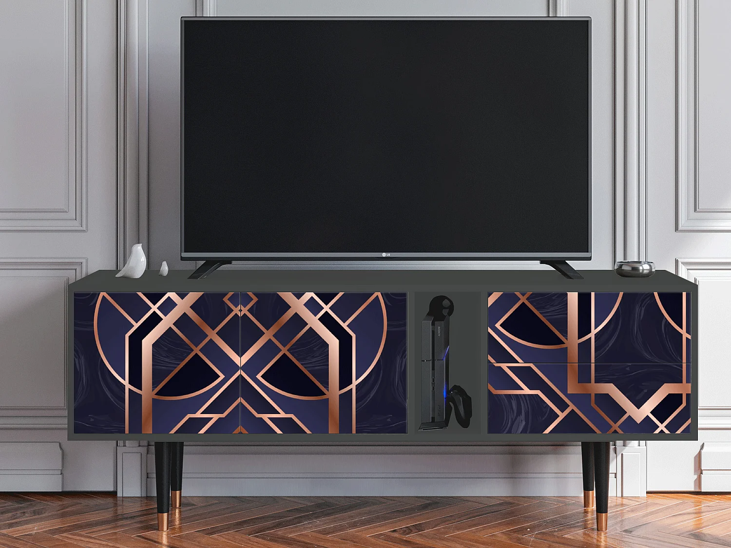 Szafka RTV - 170х69х48 cm - T1 - Purple Temple, Antracyt