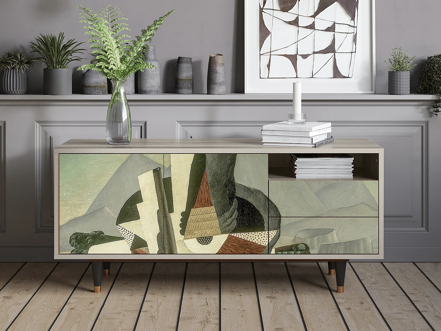 TV-Möbel - 125х56х41 cm - T7 - The Cubist Paintings , Sand