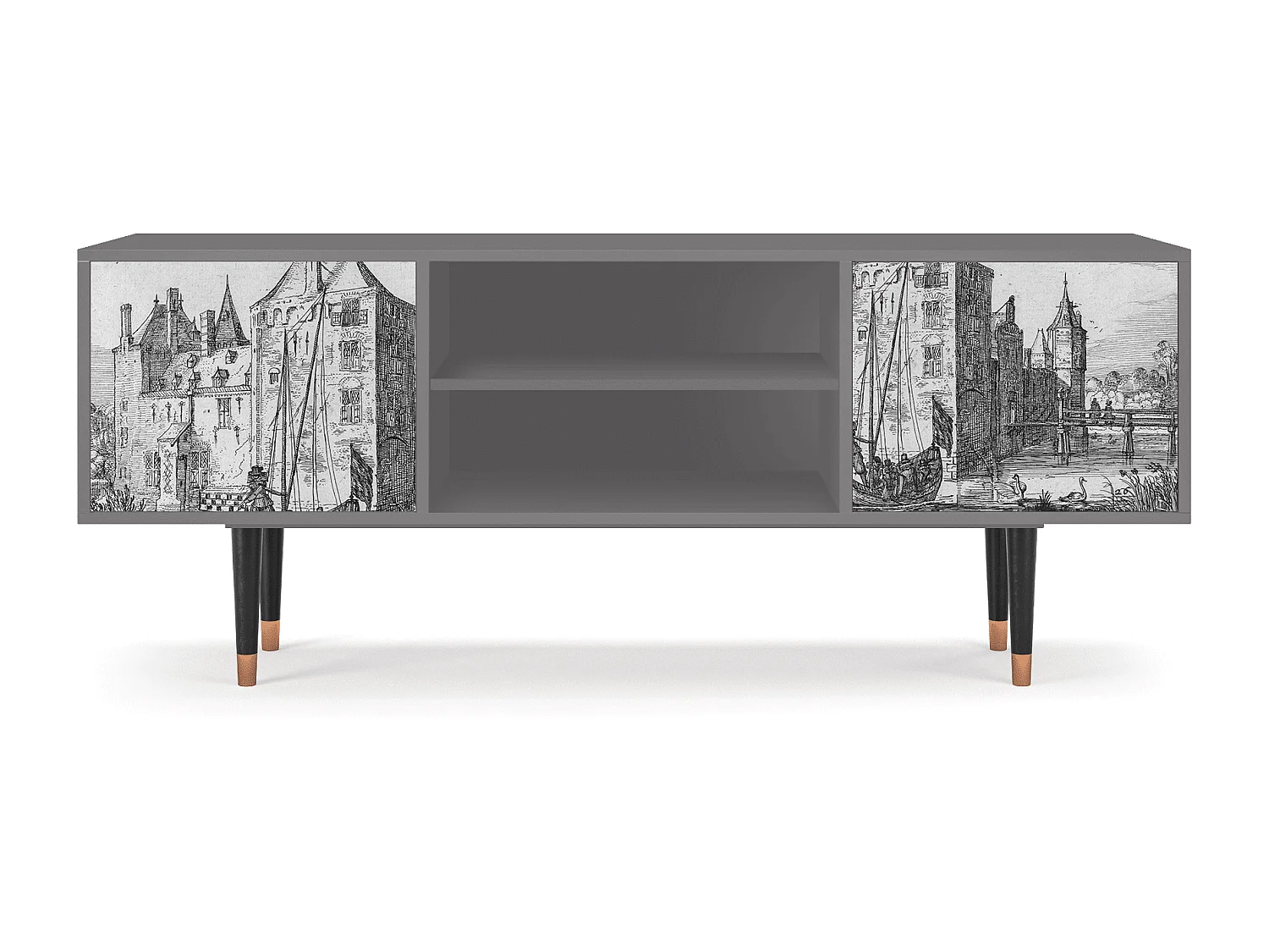 Meuble TV - 170х69х48 cm - T2 - Castle by Breugel, Gris