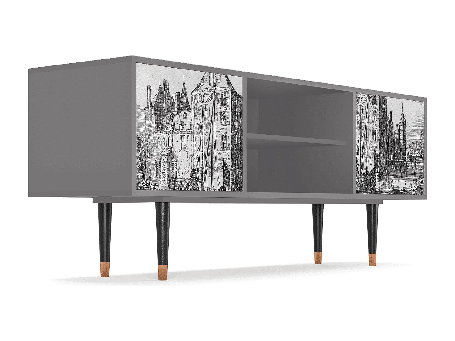 Meuble TV - 170х69х48 cm - T2 - Castle by Breugel, Gris