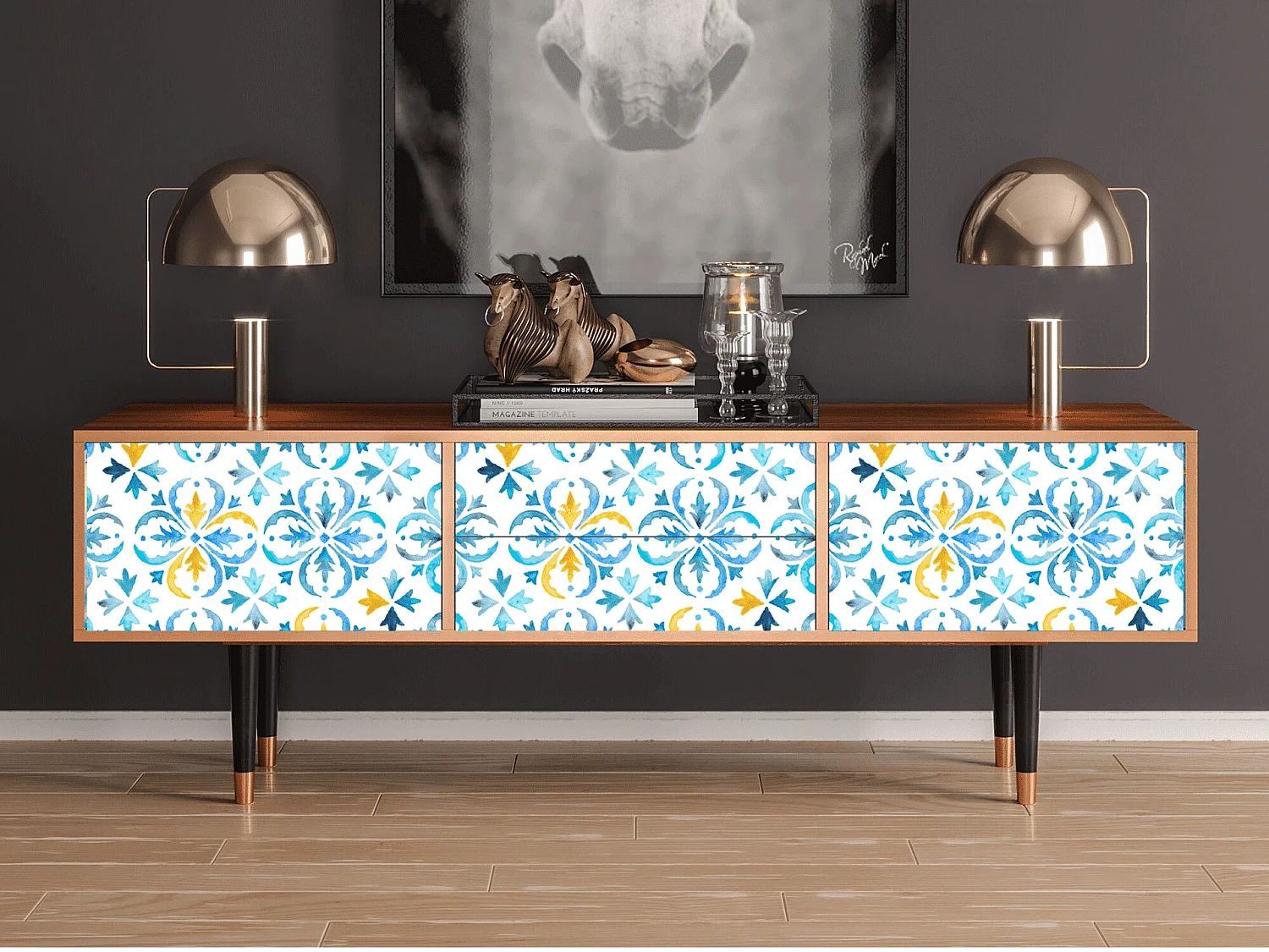 Szafka RTV - 170х59х48 cm - T4 - Lisbon Flover, Orzech