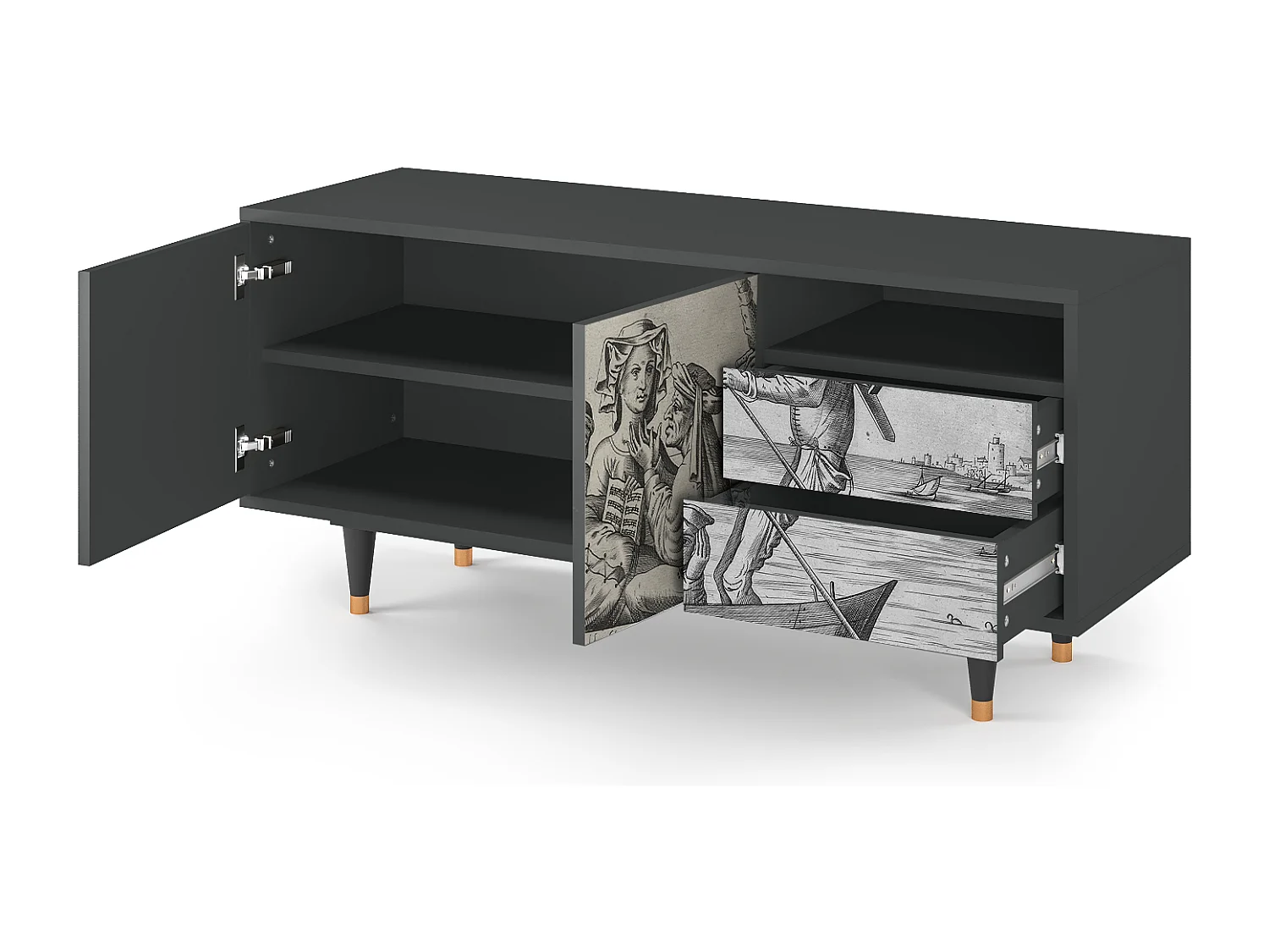 Meuble TV - 125х56х41 cm - T7 - Blau Schuyte, Anthracite