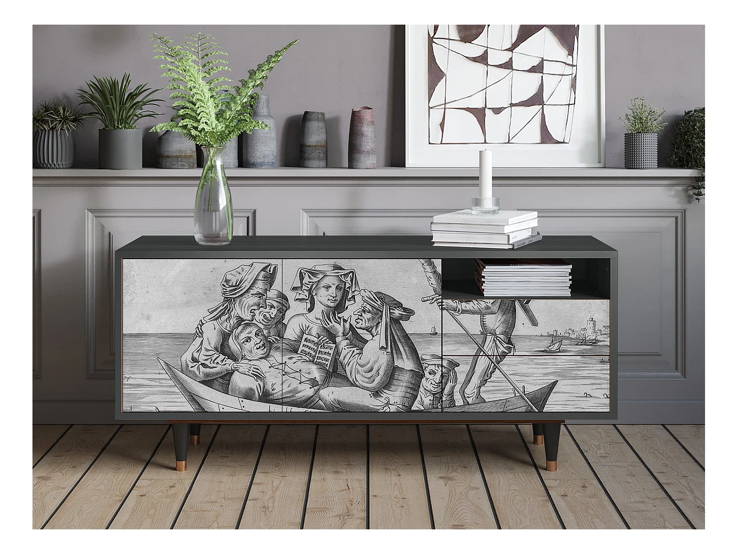 TV-Möbel - 125х56х41 cm - T7 - Blau Schuyte, Anthrazit