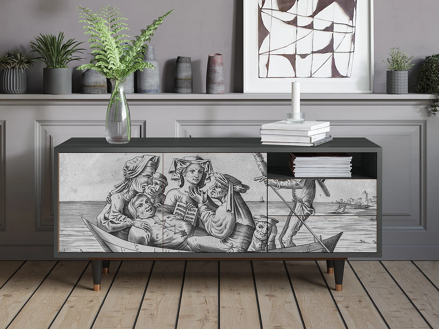 Mueble de TV - 125х56х41 cm - T7 - Blau Schuyte, Antracita