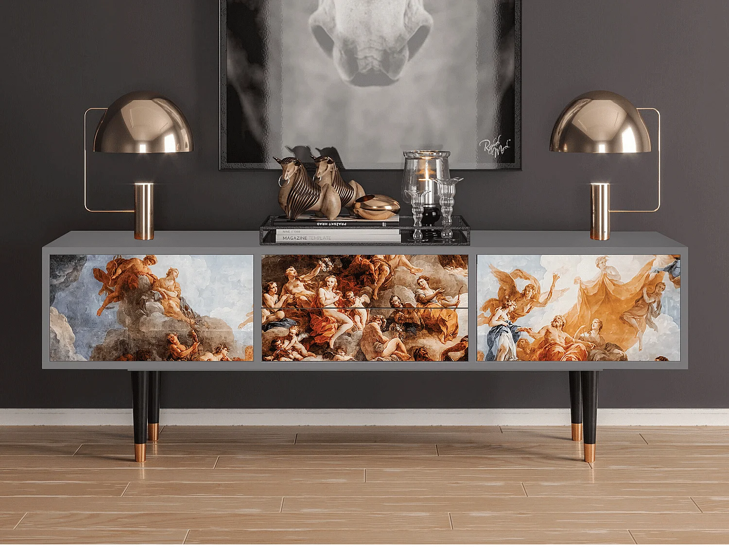 Mueble de TV - 170х59х48 cm - T4 - Versailles, Cinza