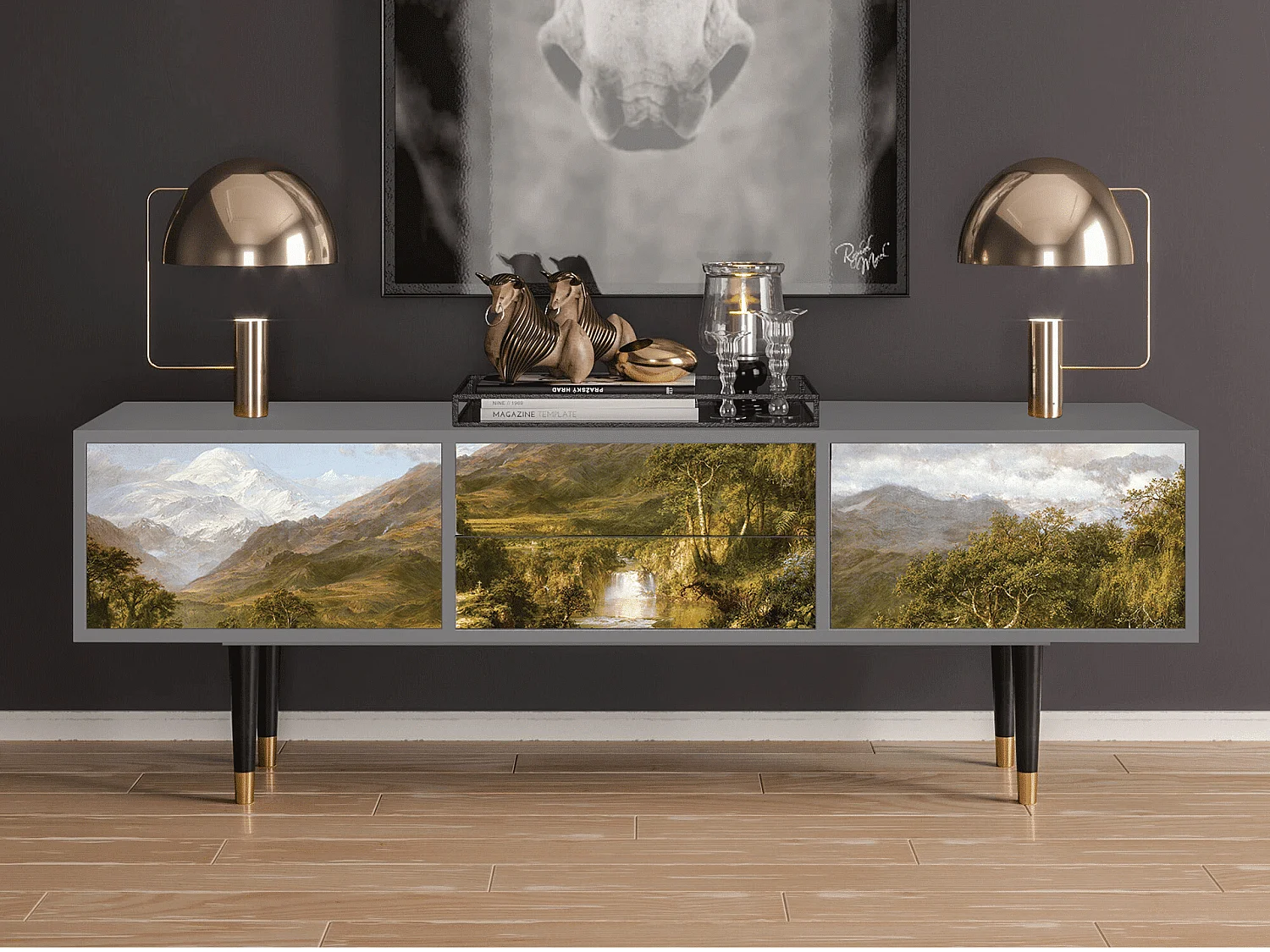 Meuble TV - 170х59х48 cm - T4 - The Heart of the Andes , Gris