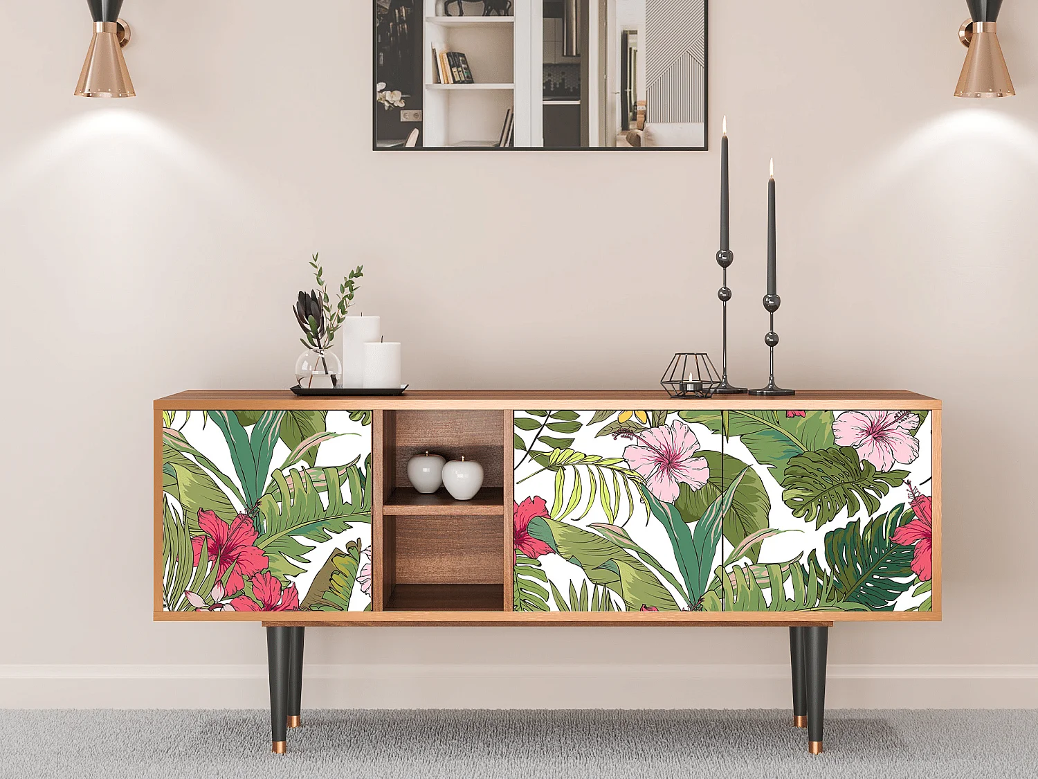 Mobile TV - 150х69х41 cm - T5 - Verdant Tropics, Noce