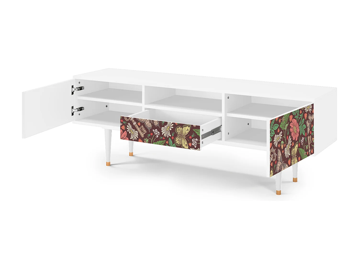 Meuble TV - 170х59х41 cm - T6 - Alice in Wonderland, Blanc