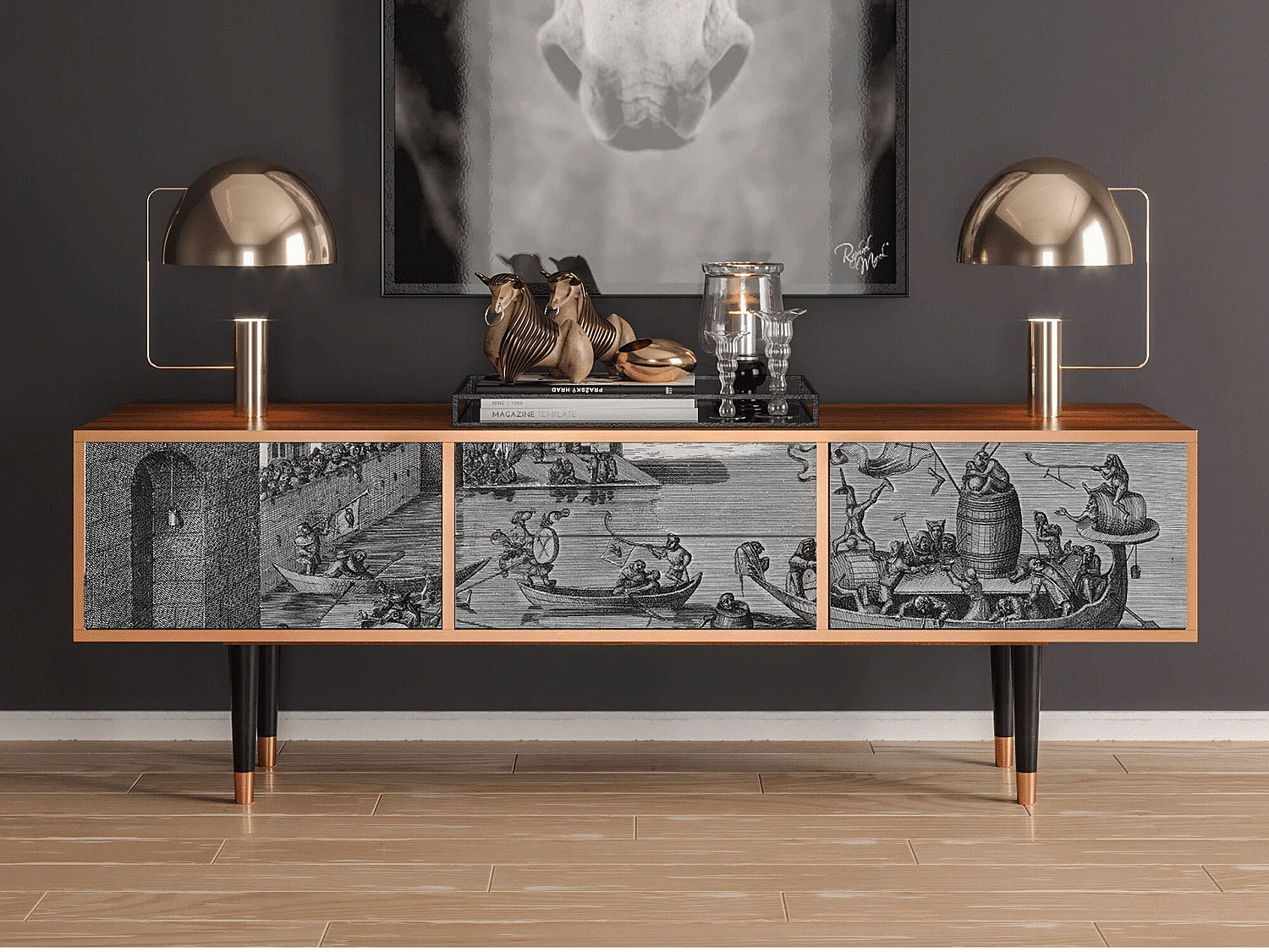 Mobile TV - 170х59х48 cm - T4 - Saint Martin, Noce