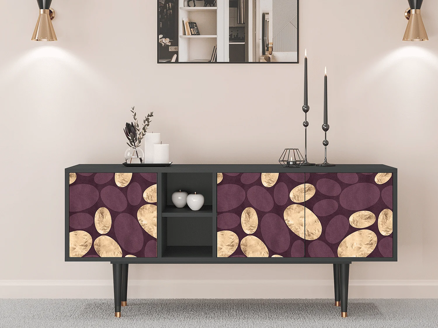 TV-meubel - 150х69х41 cm - T5 - Fine Wine, Antraciet