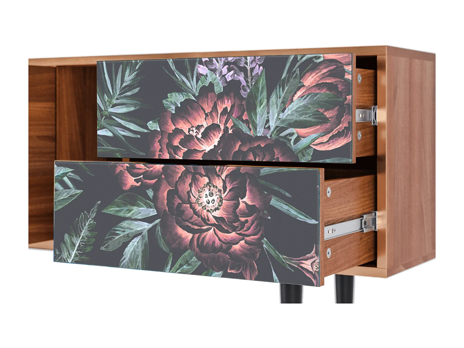Mobile TV - 170х69х48 cm - T1 - Dark Peonies, Noce