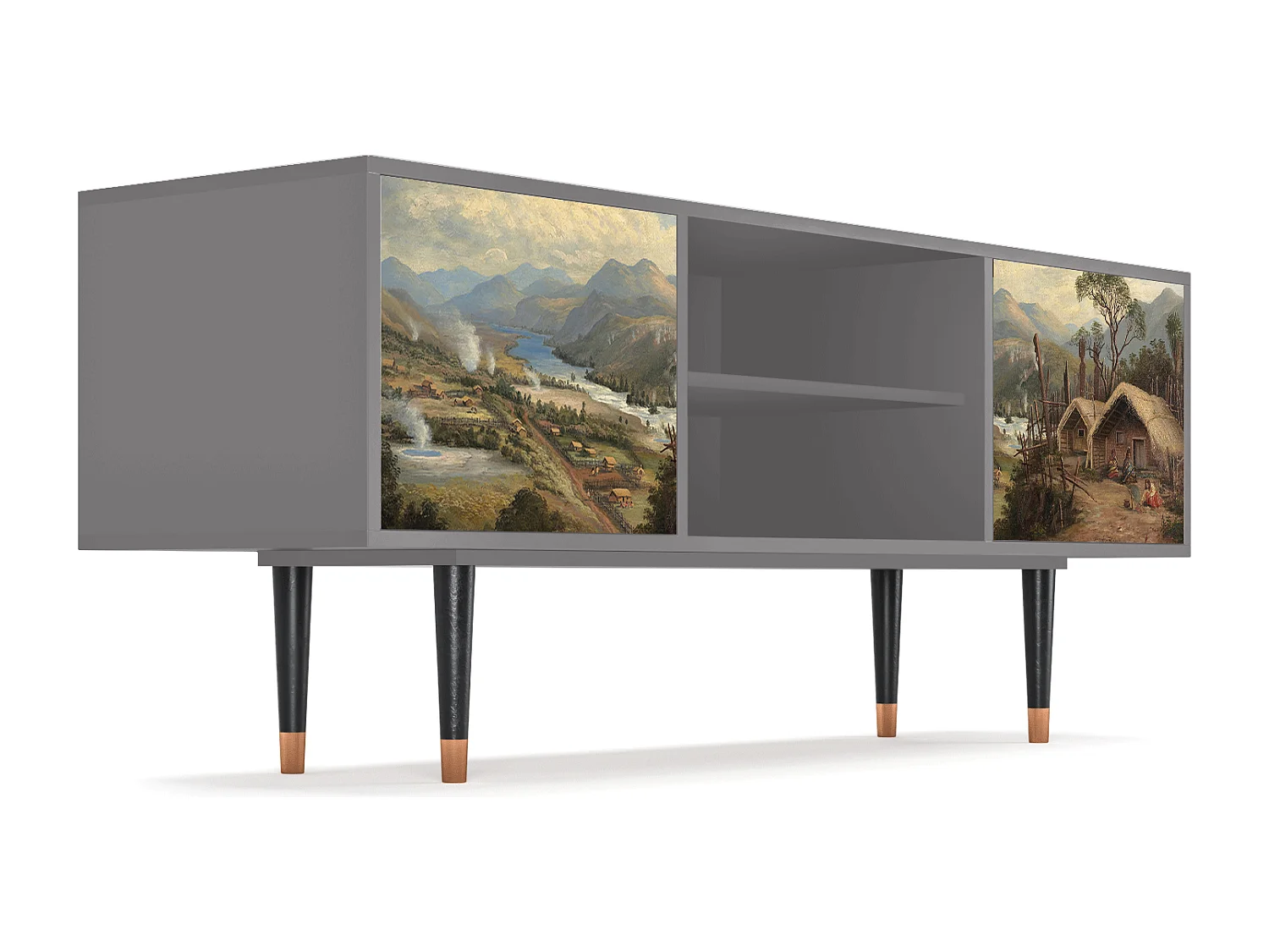 Meuble TV - 170х69х48 cm - T2 - View Across the Plains , Gris