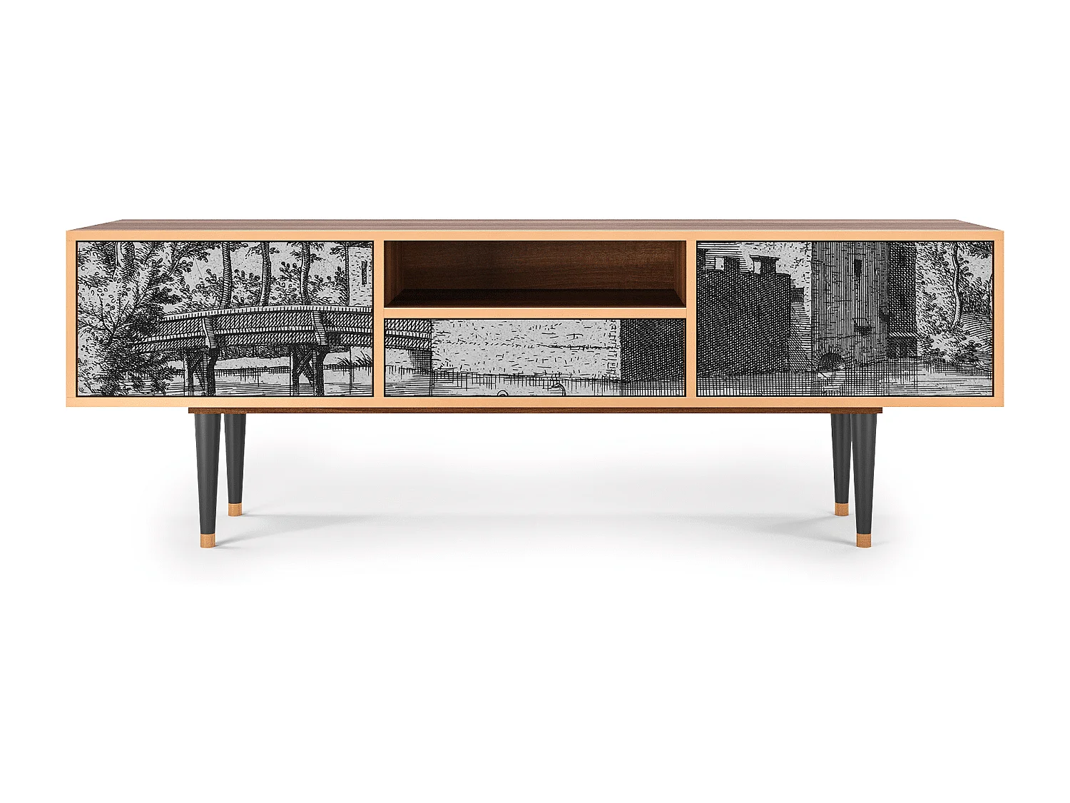 Meuble TV - 170х59х41 cm - T6 - Castle by Breugel, Noyer