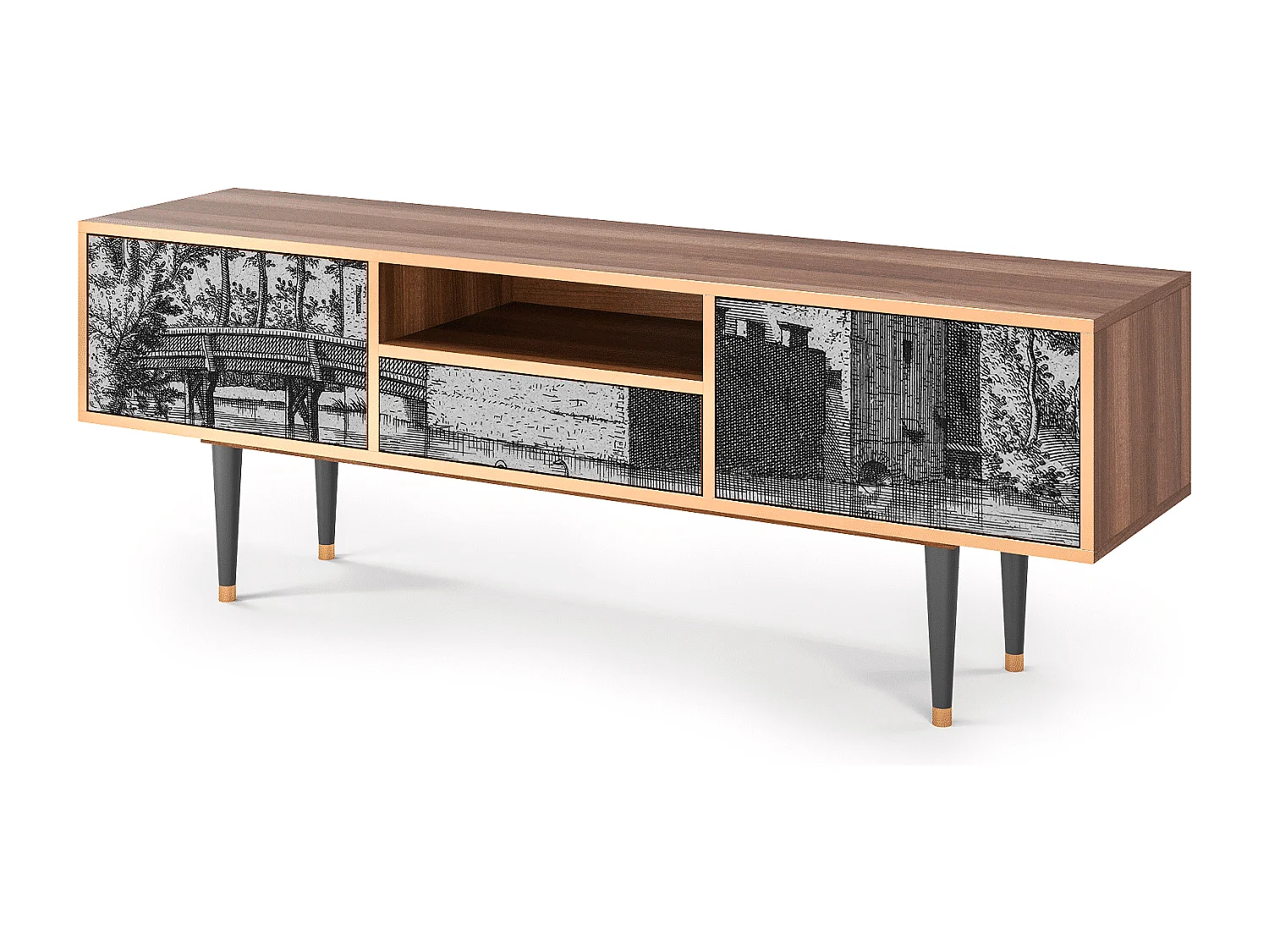 Meuble TV - 170х59х41 cm - T6 - Castle by Breugel, Noyer