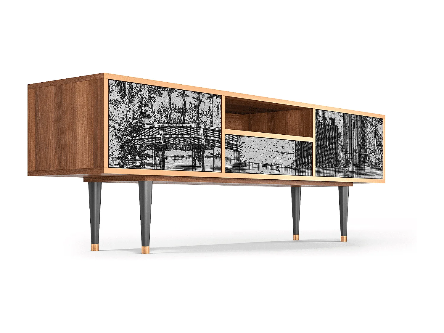 Meuble TV - 170х59х41 cm - T6 - Castle by Breugel, Noyer