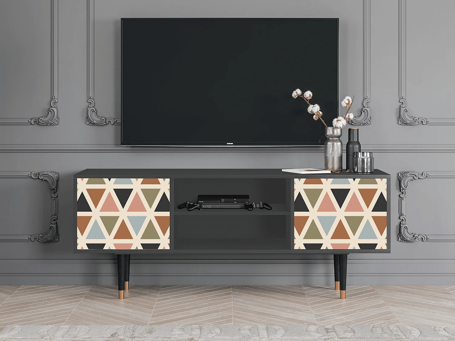 TV-meubel - 170х69х48 cm - T2 - Royal Triangles, Antraciet